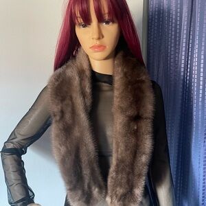 Vintage Schlampp’s Minneapolis Genuine Double Mink Collar 44” Beautiful Brown